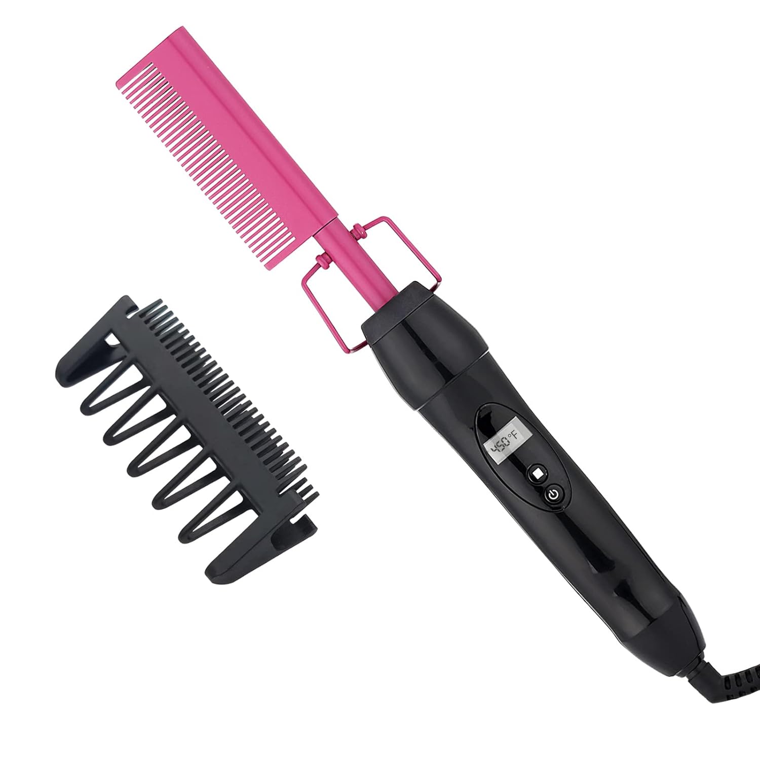 Homfu Electric Hot Comb Hair Straightener Heat Pressing Comb Ceramic Curling Flat Iron Curler Designed Hair Straightener Brush for Natural Black ,Anti-Scald Beard Straightening Electric Press Comb